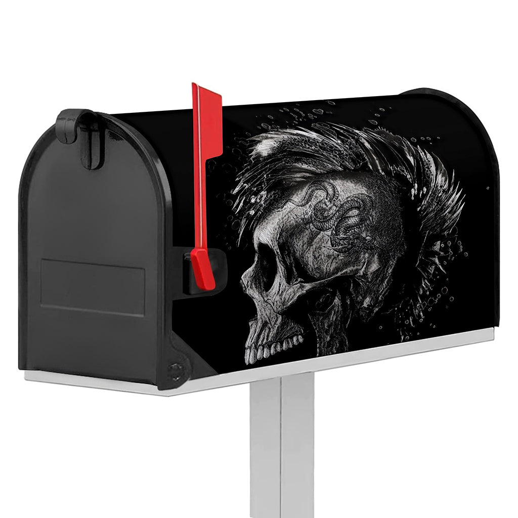 Monochrome Punk Skull Print Mailbox Cover