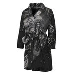 Monochrome Punk Skull Print Men's Bathrobe