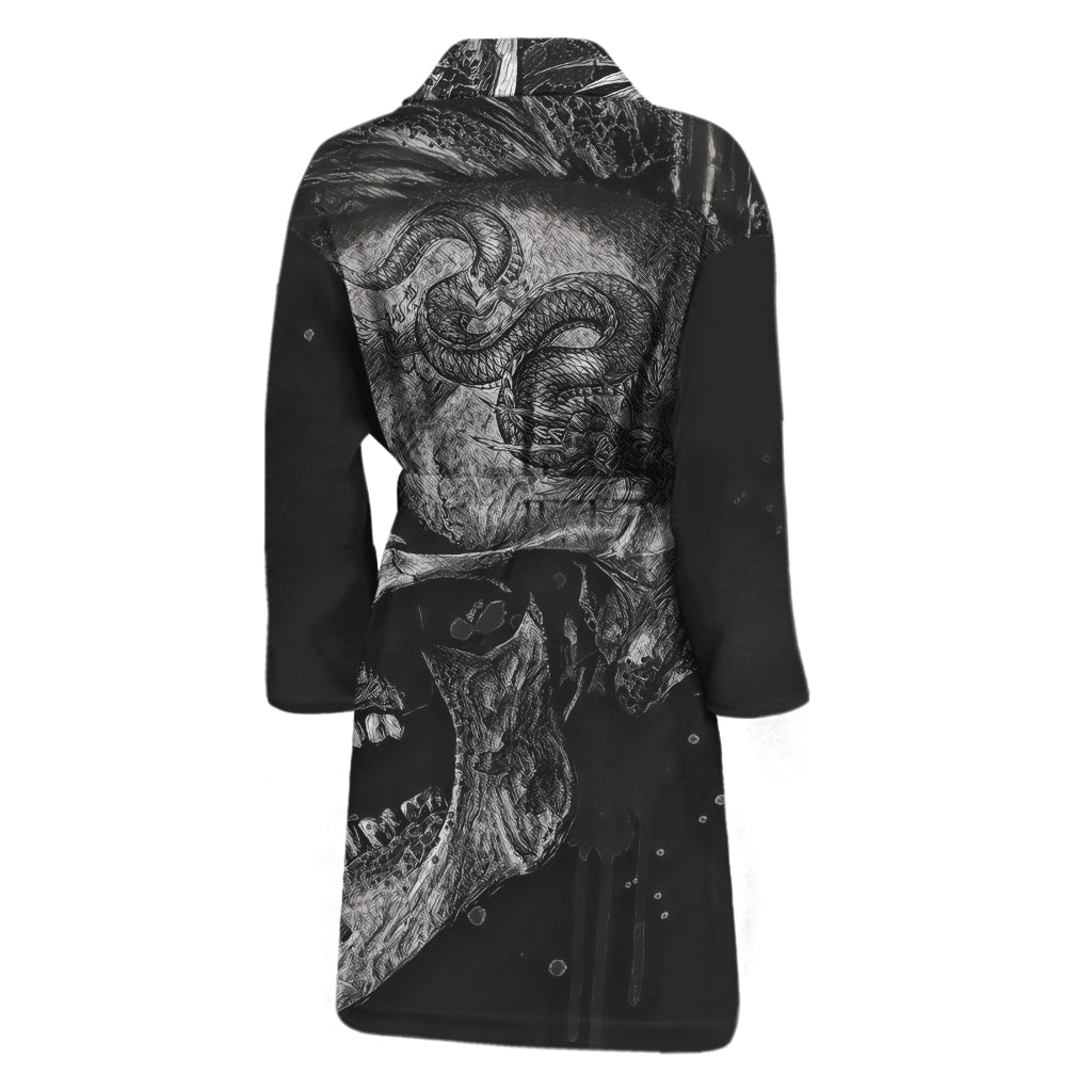 Monochrome Punk Skull Print Men's Bathrobe