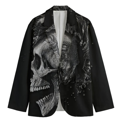Monochrome Punk Skull Print Men's Blazer