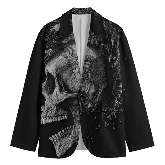 Monochrome Punk Skull Print Men's Blazer