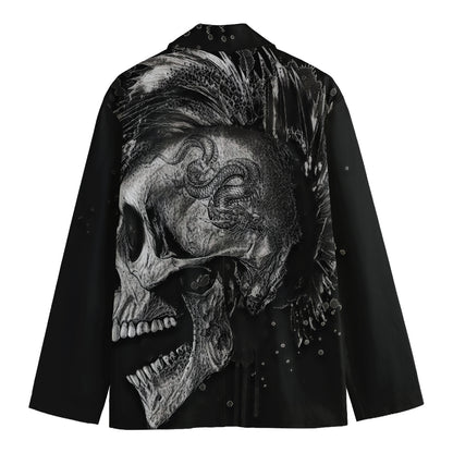 Monochrome Punk Skull Print Men's Blazer