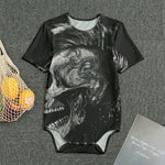 Monochrome Punk Skull Print Men's Bodysuit