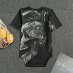 Monochrome Punk Skull Print Men's Bodysuit