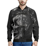 Monochrome Punk Skull Print Men's Bomber Jacket