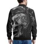 Monochrome Punk Skull Print Men's Bomber Jacket
