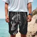 Monochrome Punk Skull Print Men's Cargo Shorts