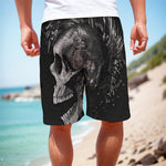Monochrome Punk Skull Print Men's Cargo Shorts