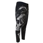 Monochrome Punk Skull Print Men's Compression Pants