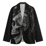 Monochrome Punk Skull Print Men's Cotton Blazer