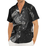 Monochrome Punk Skull Print Men's Deep V-Neck Shirt