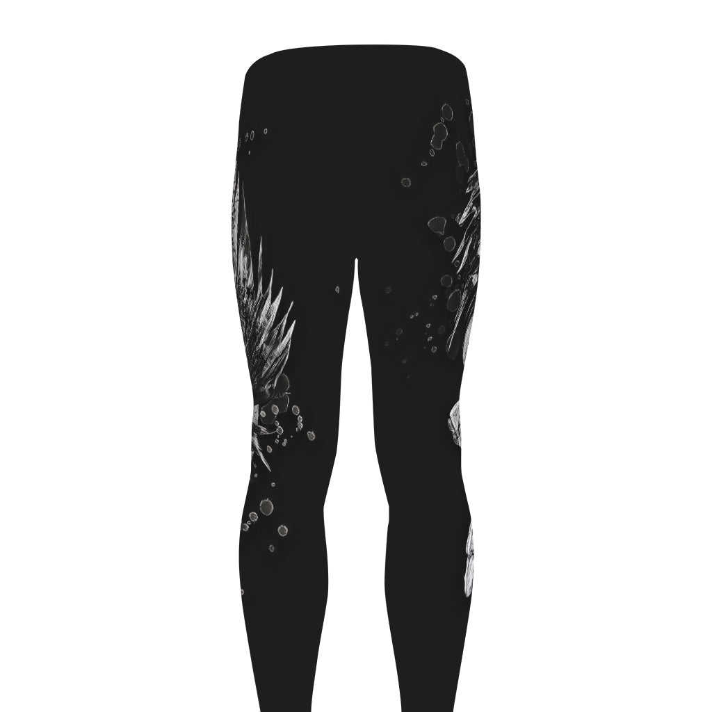 Monochrome Punk Skull Print Men's leggings