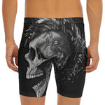 Monochrome Punk Skull Print Men's Long Boxer Briefs