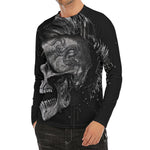 Monochrome Punk Skull Print Men's Long Sleeve Rash Guard