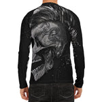 Monochrome Punk Skull Print Men's Long Sleeve Rash Guard