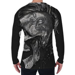Monochrome Punk Skull Print Men's Long Sleeve T-Shirt