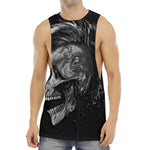 Monochrome Punk Skull Print Men's Muscle Tank Top