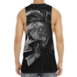 Monochrome Punk Skull Print Men's Muscle Tank Top