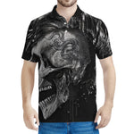 Monochrome Punk Skull Print Men's Polo Shirt