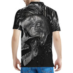 Monochrome Punk Skull Print Men's Polo Shirt