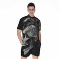Monochrome Punk Skull Print Men's Romper