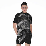 Monochrome Punk Skull Print Men's Rompers