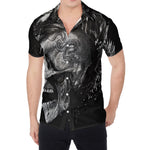 Monochrome Punk Skull Print Men's Shirt