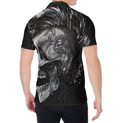 Monochrome Punk Skull Print Men's Shirt