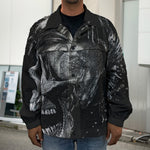 Monochrome Punk Skull Print Men's Shirt Jacket