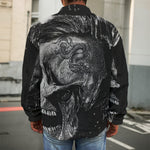 Monochrome Punk Skull Print Men's Shirt Jacket
