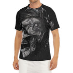 Monochrome Punk Skull Print Men's Short Sleeve Rash Guard