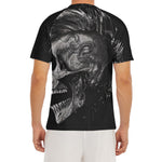 Monochrome Punk Skull Print Men's Short Sleeve Rash Guard