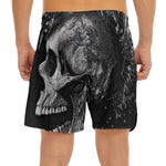 Monochrome Punk Skull Print Men's Split Running Shorts