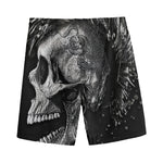 Monochrome Punk Skull Print Men's Sports Shorts
