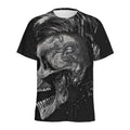 Monochrome Punk Skull Print Men's Athletic T-Shirt