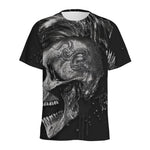Monochrome Punk Skull Print Men's Sports T-Shirt