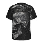 Monochrome Punk Skull Print Men's Sports T-Shirt