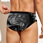 Monochrome Punk Skull Print Men's Swim Briefs