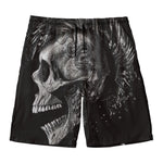 Monochrome Punk Skull Print Men's Swim Trunks