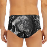 Monochrome Punk Skull Print Men's Triangle Swim Briefs