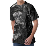 Monochrome Punk Skull Print Men's Velvet T-Shirt