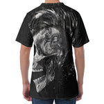 Monochrome Punk Skull Print Men's Velvet T-Shirt