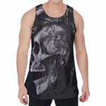 Monochrome Punk Skull Print Men's Velvet Tank Top