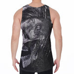 Monochrome Punk Skull Print Men's Velvet Tank Top