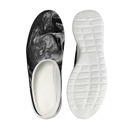 Monochrome Punk Skull Print Mesh Casual Shoes