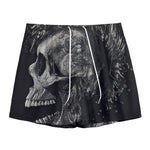 Monochrome Punk Skull Print Mesh Shorts