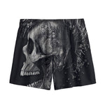 Monochrome Punk Skull Print Mesh Shorts