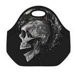 Monochrome Punk Skull Print Neoprene Lunch Bag