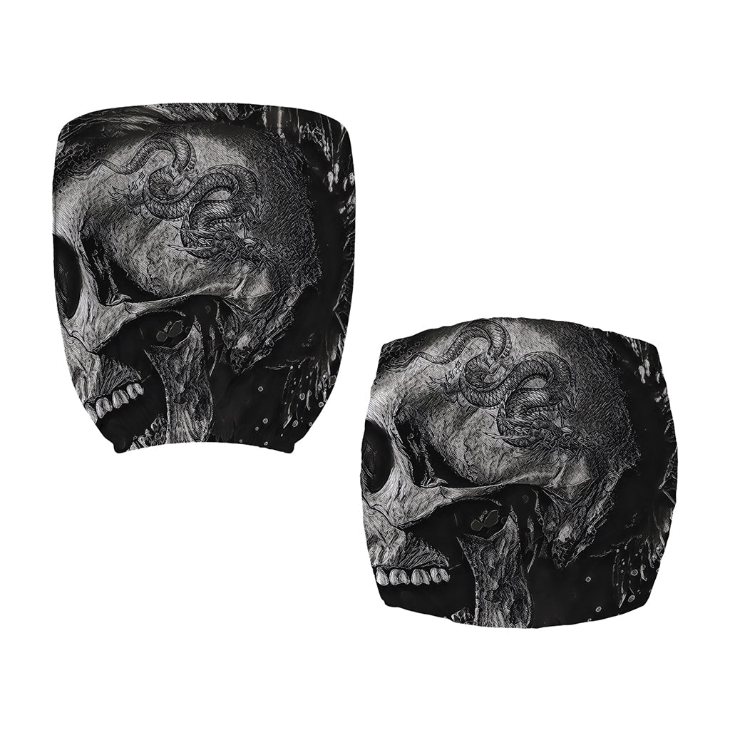 Monochrome Punk Skull Print Office Chair Cover