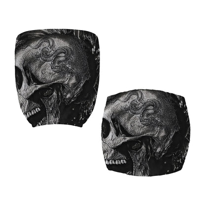 Monochrome Punk Skull Print Office Chair Cover